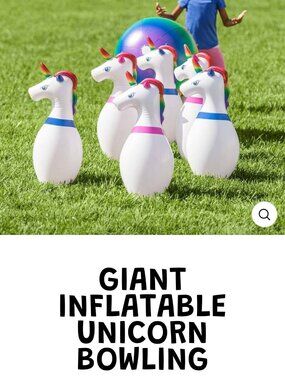 BNIB Giant Inflatable Indoor/Outdoor Unicorn Bowling Set Summer Fun| MSRP $52